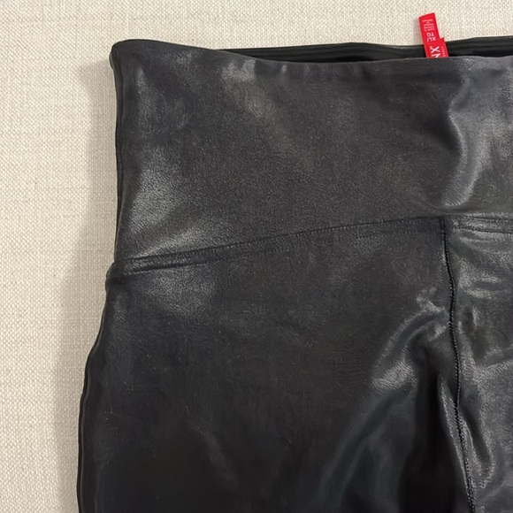 SPANX Black Faux Leather Leggings, Size XL - Picture 9 of 10